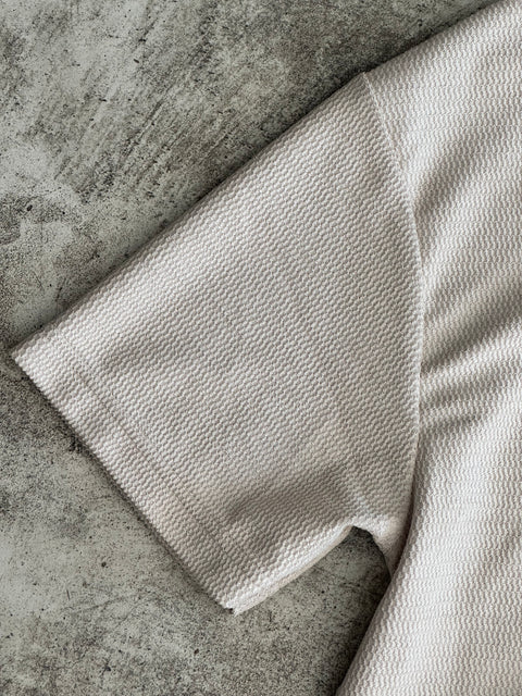 Cropped Textured Tee - Beige