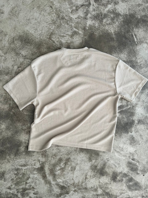 Cropped Textured Tee - Beige