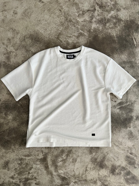 Cropped Textured Tee - Blanco