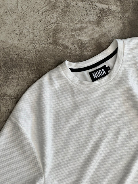 Cropped Textured Tee - Blanco