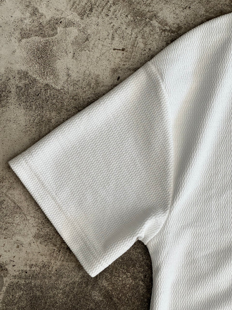 Cropped Textured Tee - Blanco