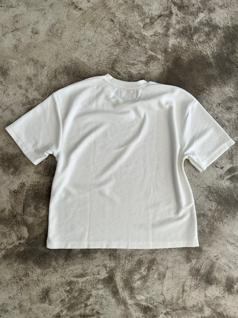 Cropped Textured Tee - Blanco