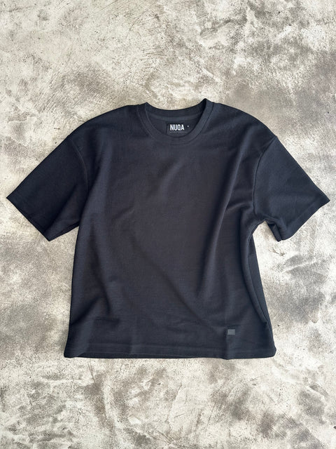Cropped Textured Tee - Negro