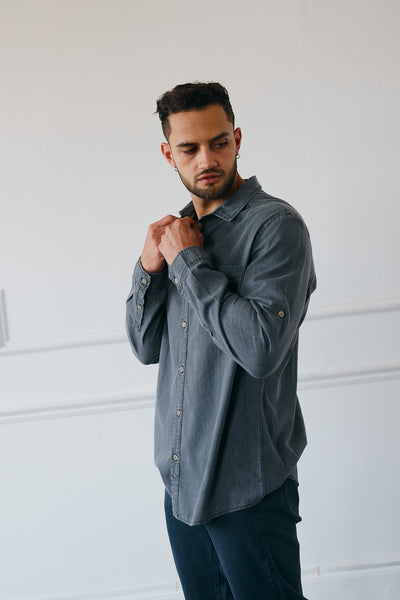 Casual Denim Shirt - Gris