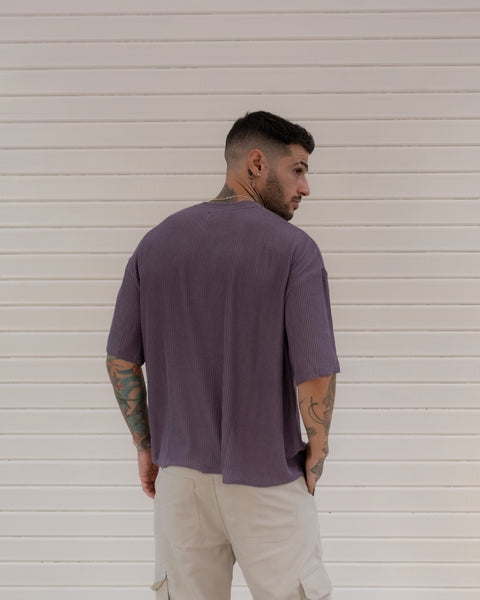 Cropped Textured Tee - Grape