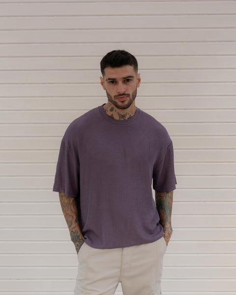 Cropped Textured Tee - Grape