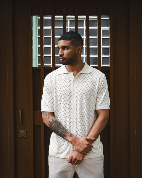V Knitted Shirt - Buttercream