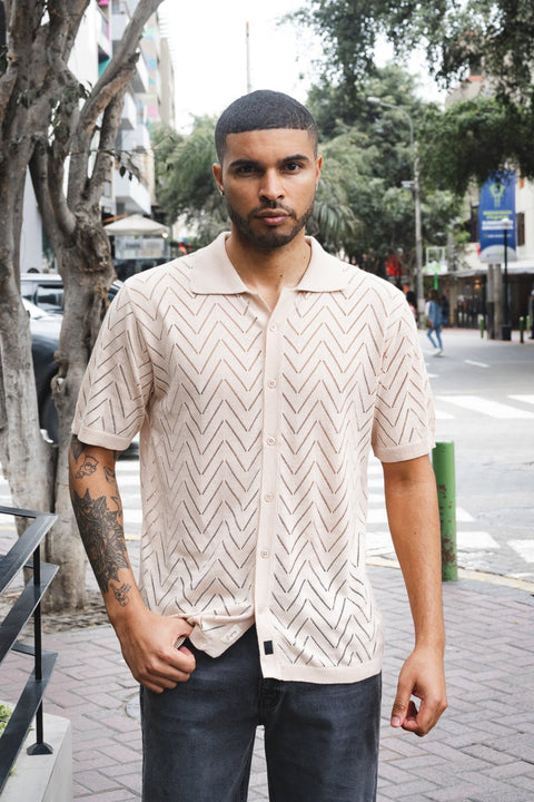 V Knitted Shirt - Rose Water