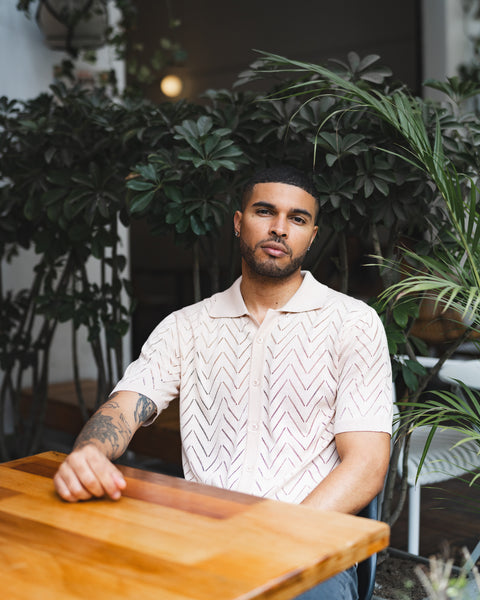 V Knitted Shirt - Rose Water