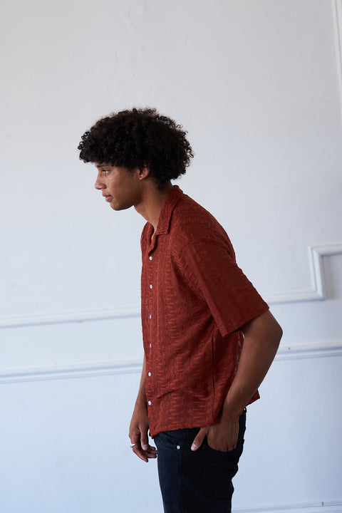 Essential Textured Shirt - Terracotta
