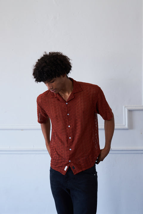 Essential Textured Shirt - Terracotta