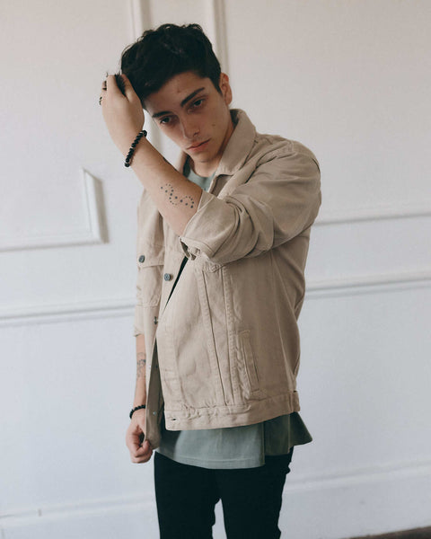 Oversized Denim Jacket - Beige