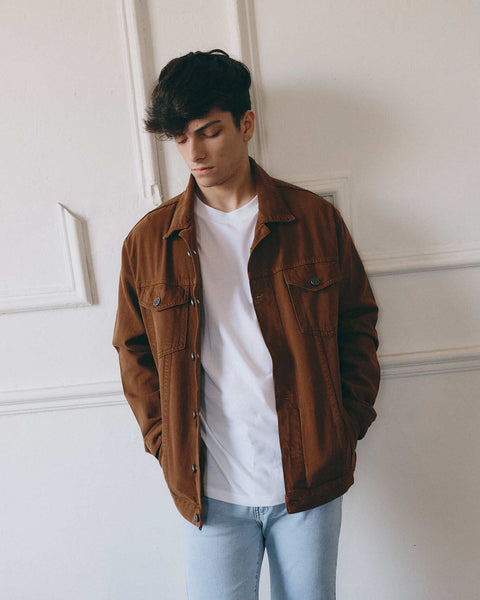 Oversized Denim Jacket - Marrón