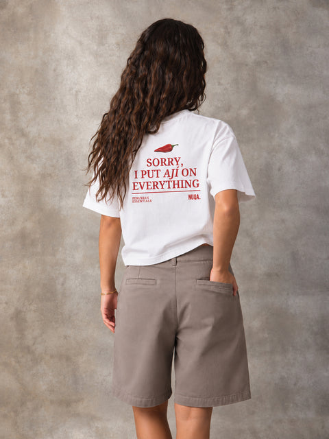 Peruvian Essentials - Quote Tee - Sorry, I Put Ají no Everything - Blanco