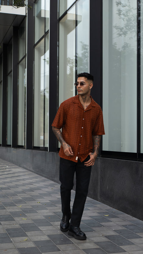Essential Textured Shirt - Terracotta