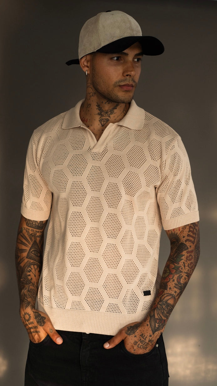 Hexagon Polo Shirt - Beige