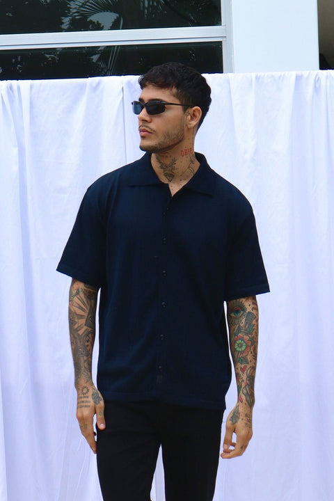 Essential Knitted Shirt - Midnight Blue