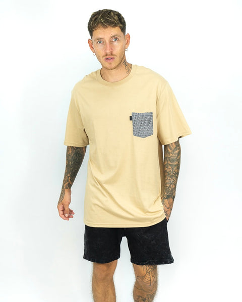 Oversized Ibiza Pocket Tee - Beige