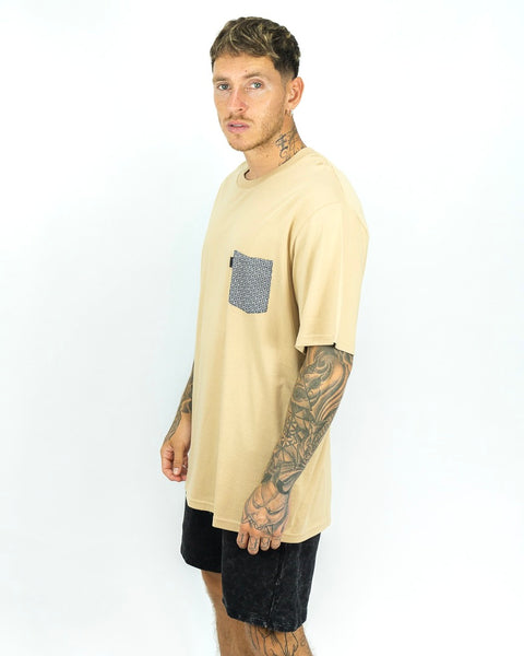 Oversized Ibiza Pocket Tee - Beige