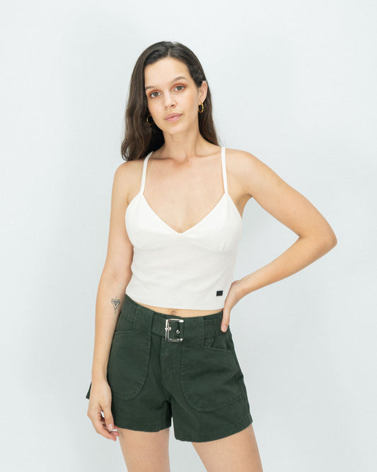 Cropped Waffer Top - Blanco