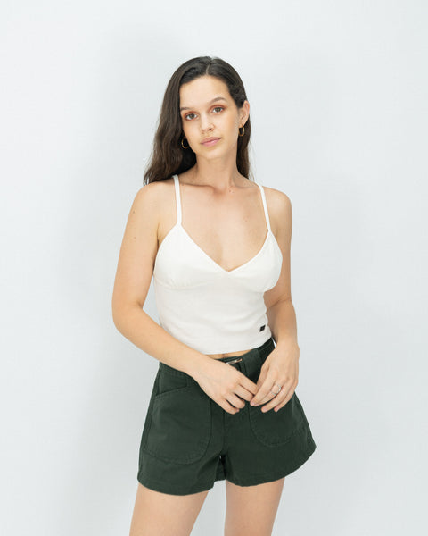 Cropped Waffer Top - White