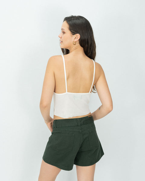 Cropped Waffer Top - White