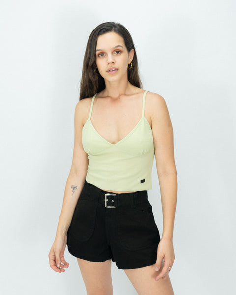 Cropped Waffer Top - Lemon