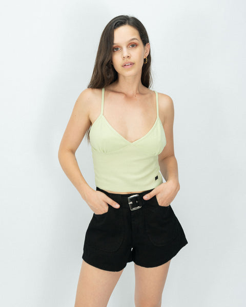 Cropped Waffer Top - Lemon