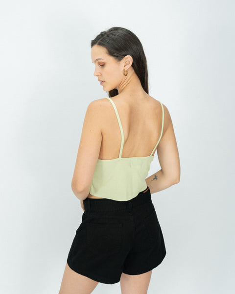 Cropped Waffer Top - Lemon