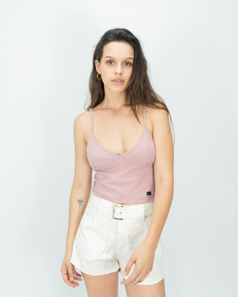 Cropped Waffer Top - Rosewood