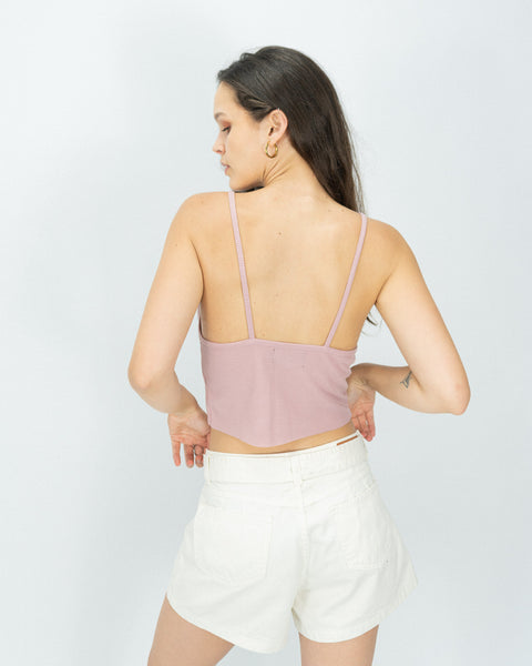 Cropped Waffer Top - Rosewood