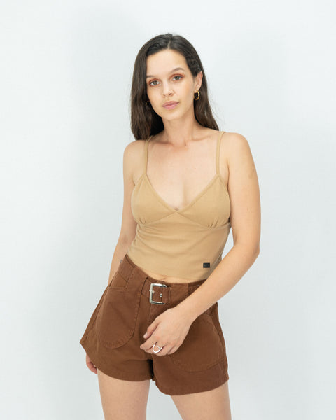 Cropped Waffer Top - Sand