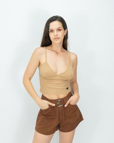 Cropped Waffer Top - Sand