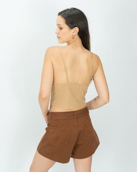 Cropped Waffer Top - Sand