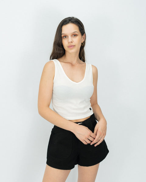 Slim V Waffer Top - White