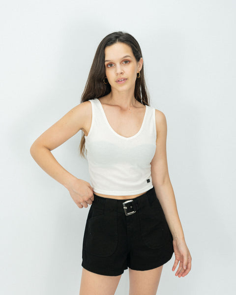 Slim V Waffer Top - White