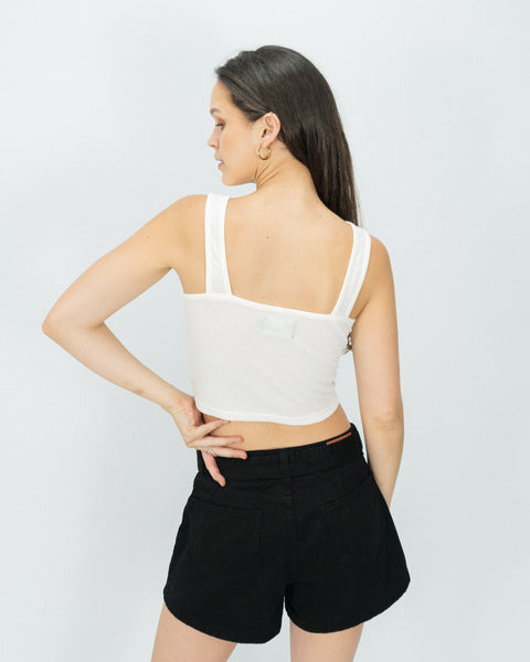 Slim V Waffer Top - White