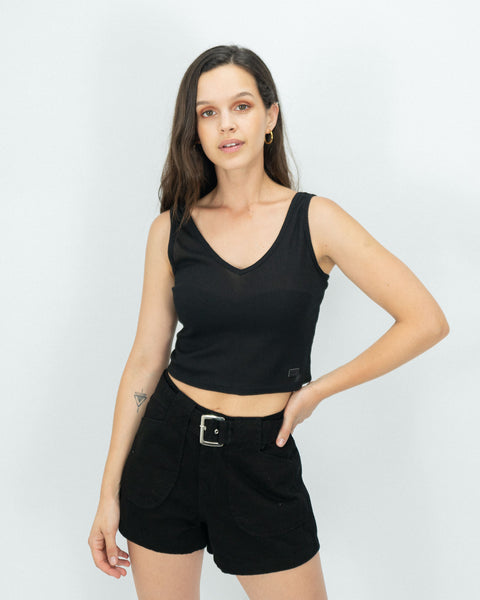 Slim V Waffer Top - Black