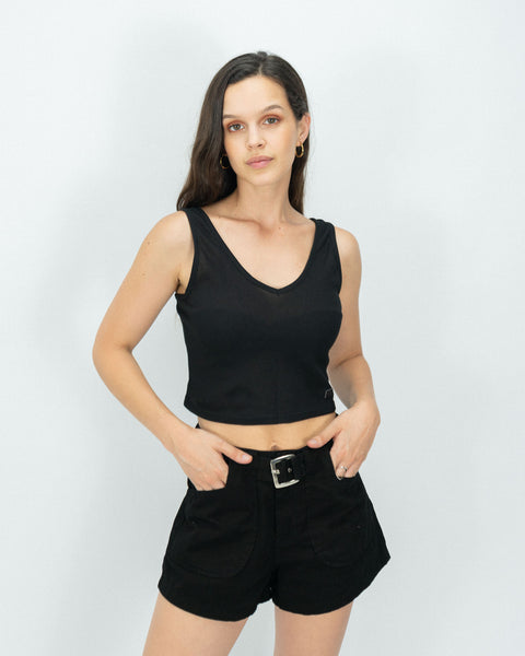 Slim V Waffer Top - Black