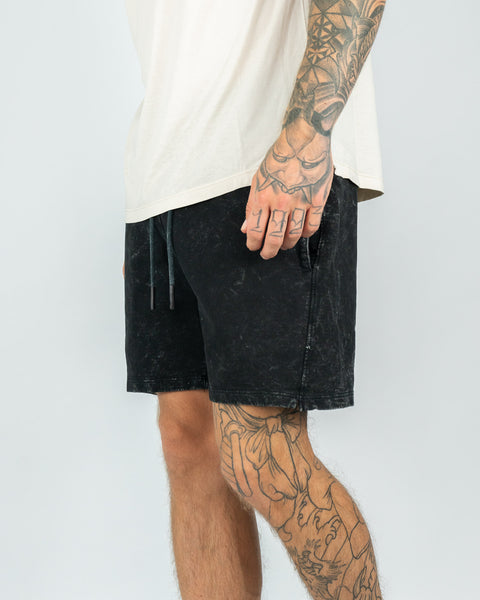 Chrome Washed Terry Short - Negro