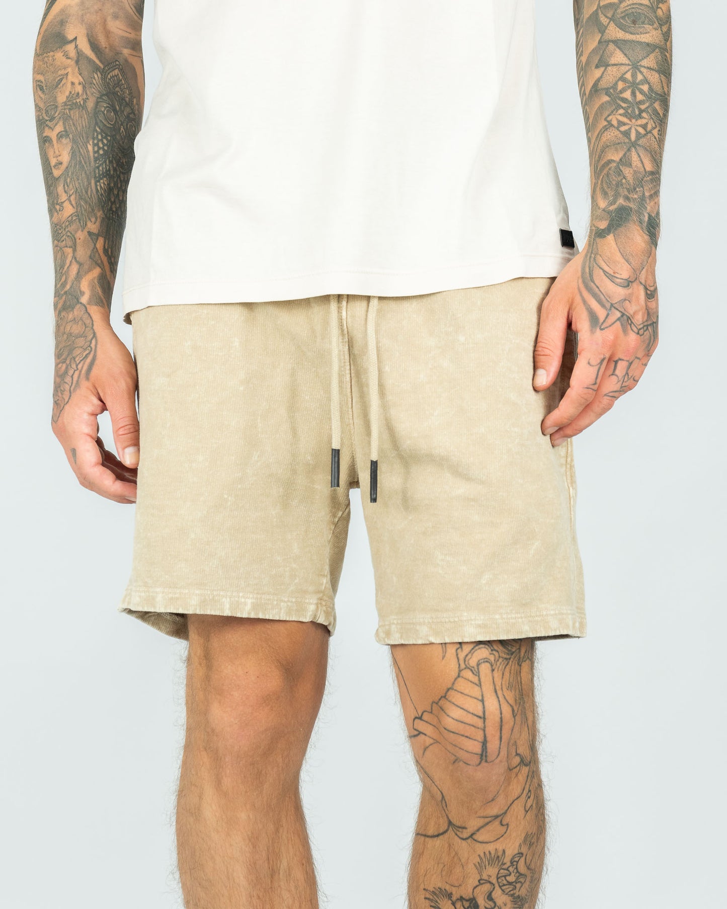 Chrome Washed Terry Short - Beige