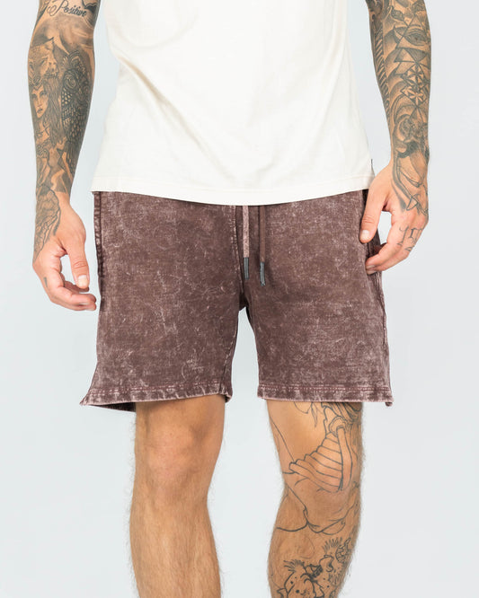 Chrome Washed Terry Short - Chocolate