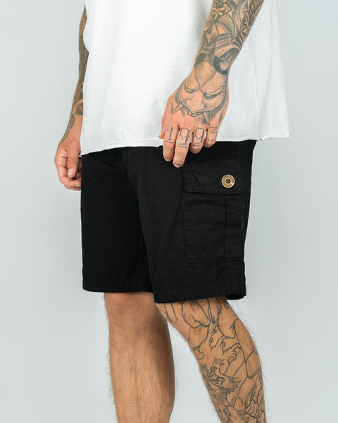Washed Cargo Short - Negro