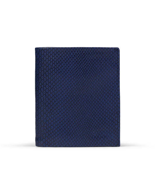 Slim Leather Wallet - Azul Escamas/Rojo