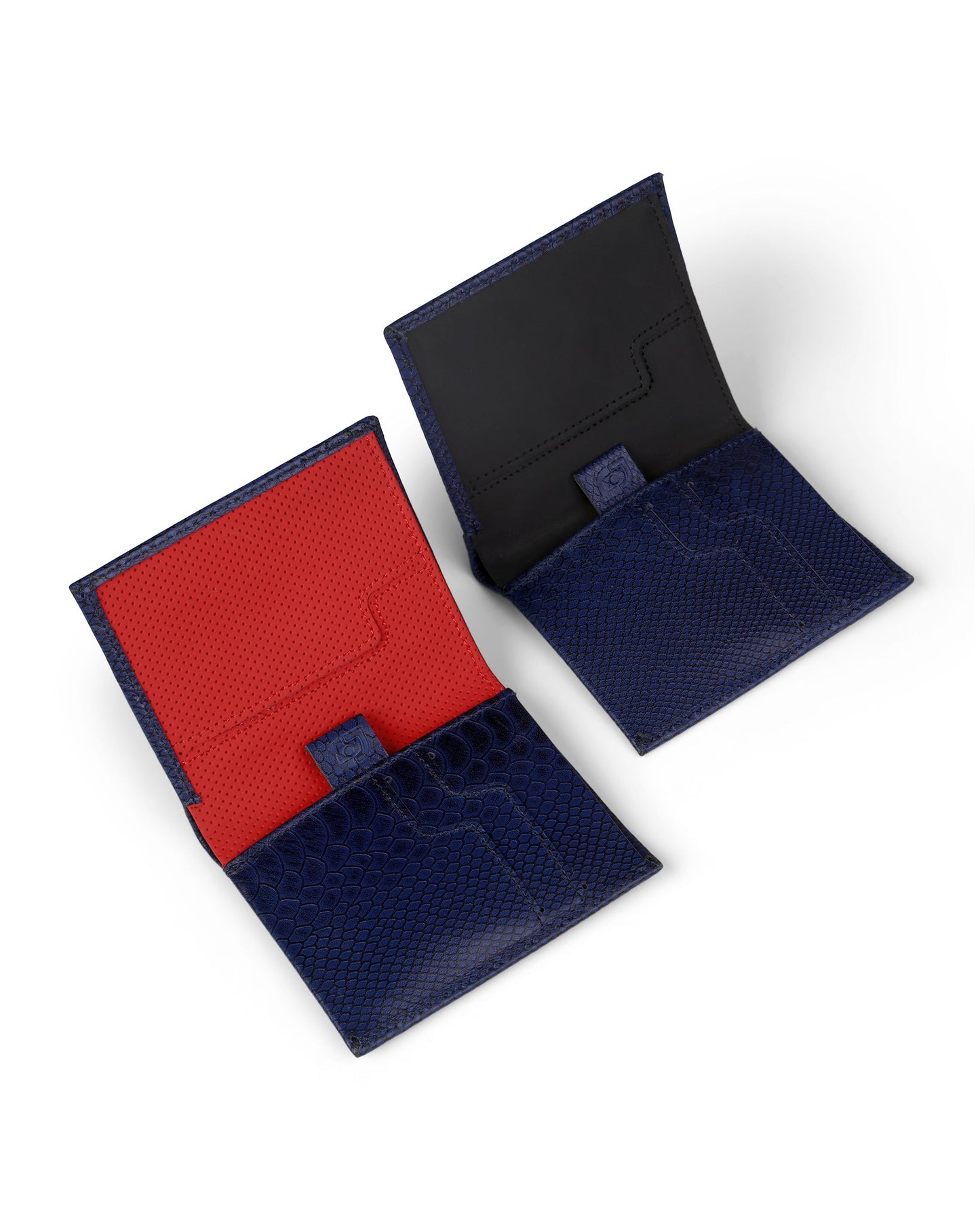 Slim Leather Wallet - Azul Escamas/Negro