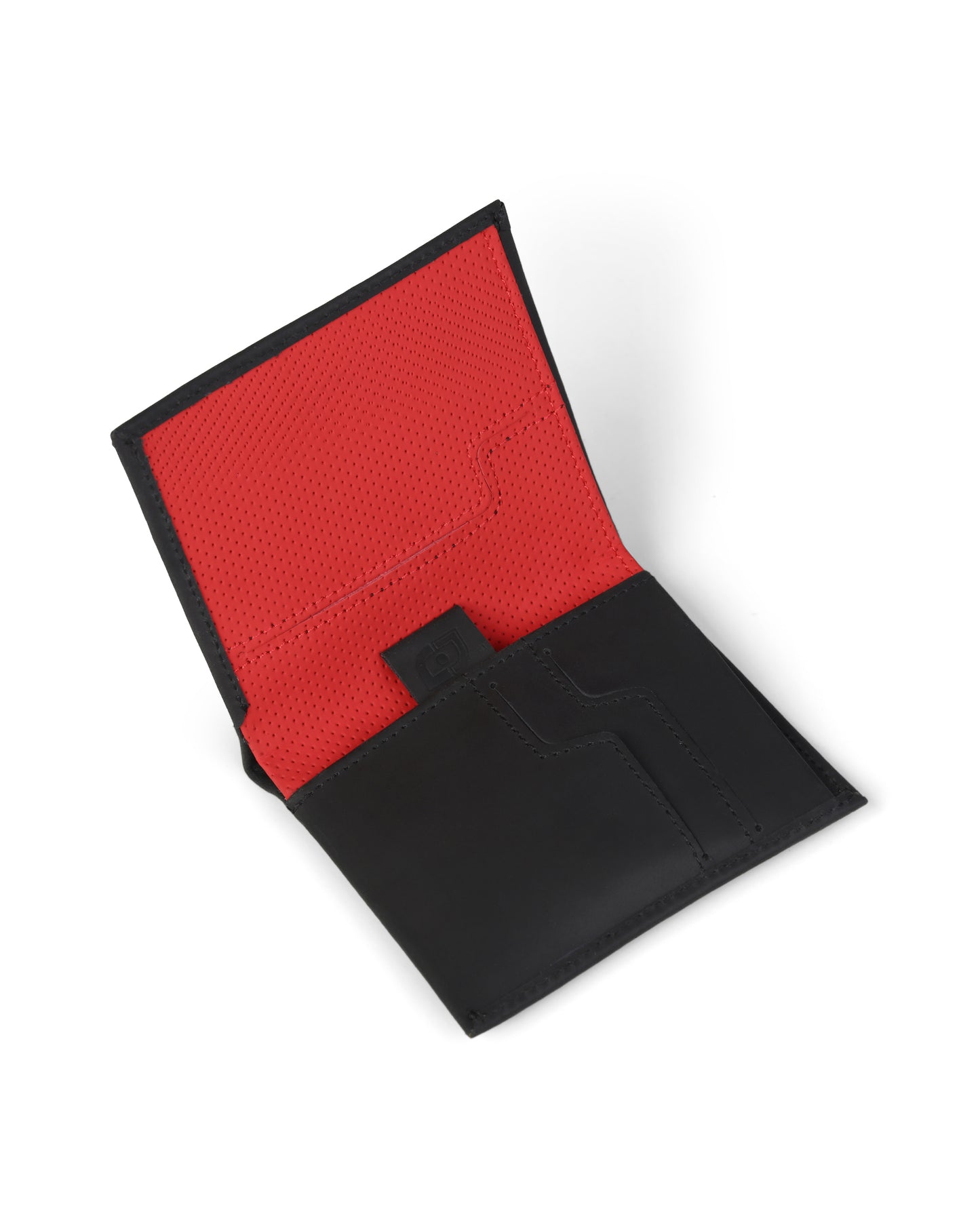 Slim Leather Wallet - Negro/Rojo