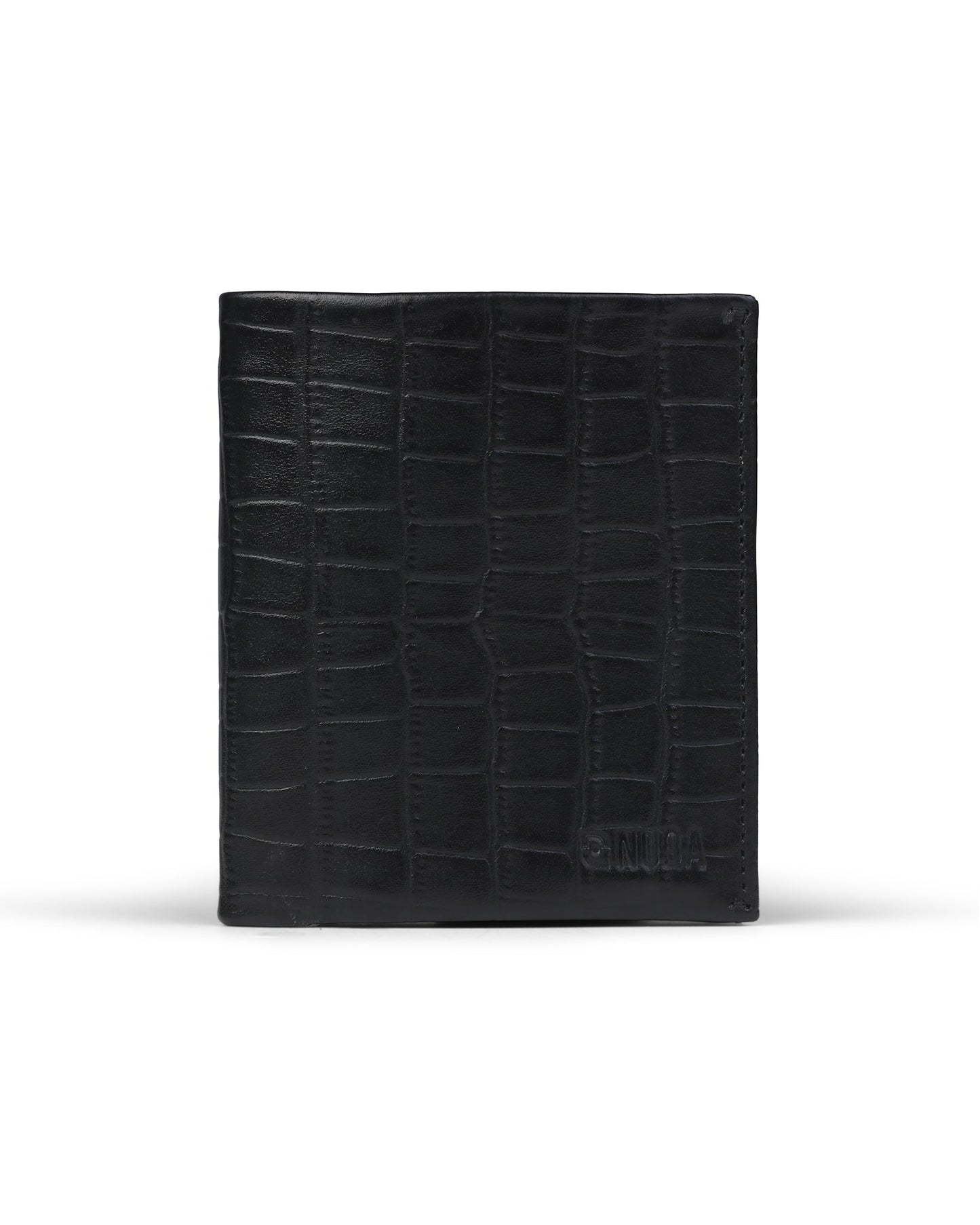 Slim Leather Wallet - Negro Cocodrilo/Rojo
