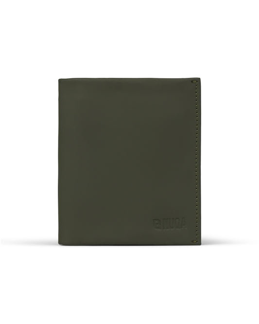 Slim Leather Wallet - Olivo/Rojo
