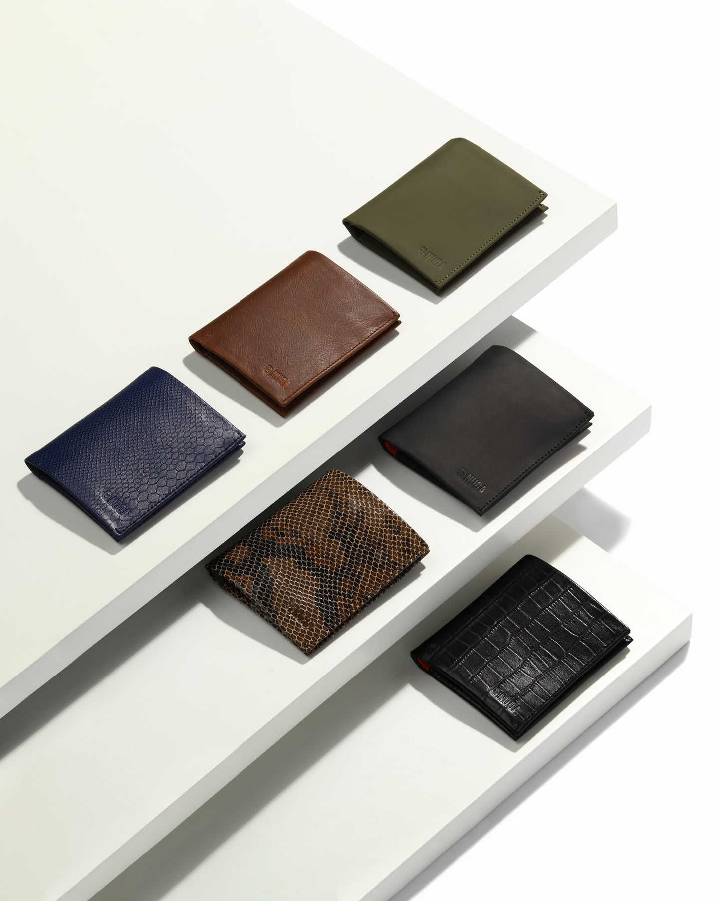 Slim Leather Wallet - Negro Cocodrilo/Rojo