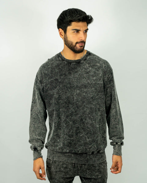 Essential Washed Sweater - Negro